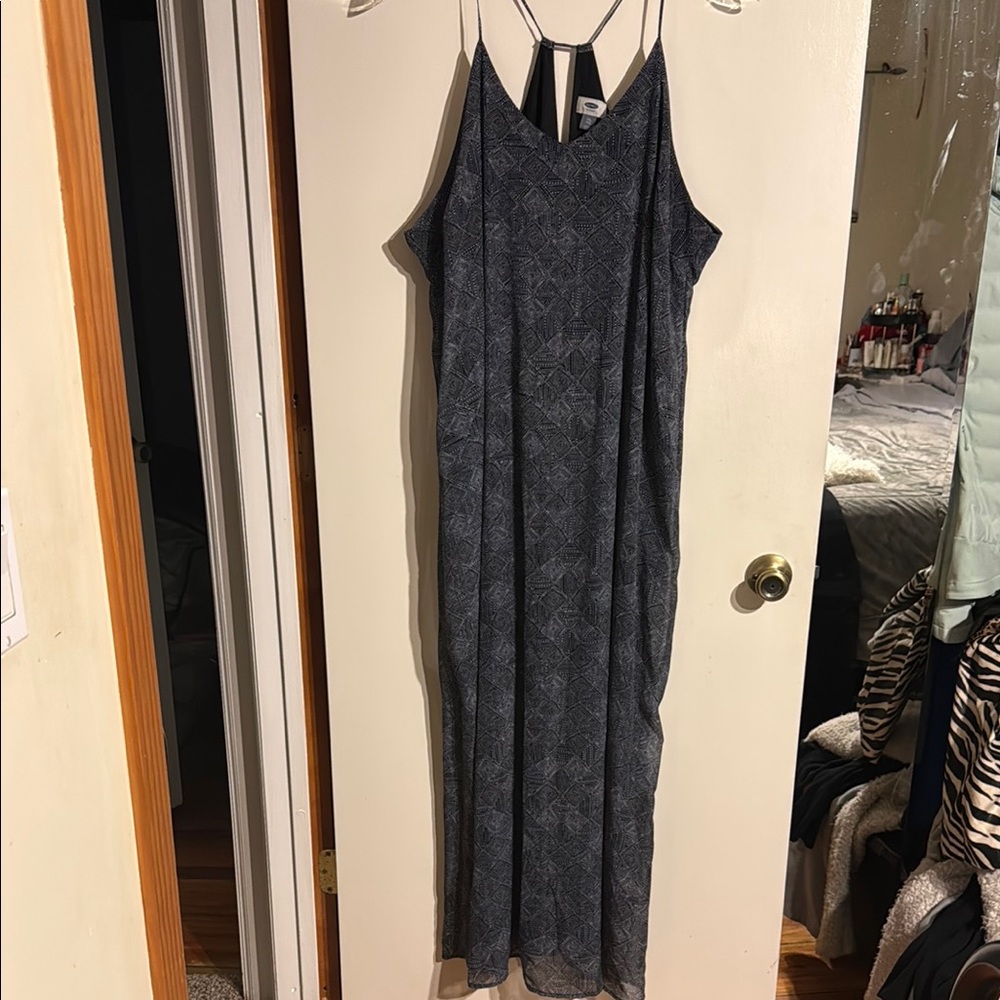 Elegant Gray Halter Sheer Maxi  Dress XXL (2X)